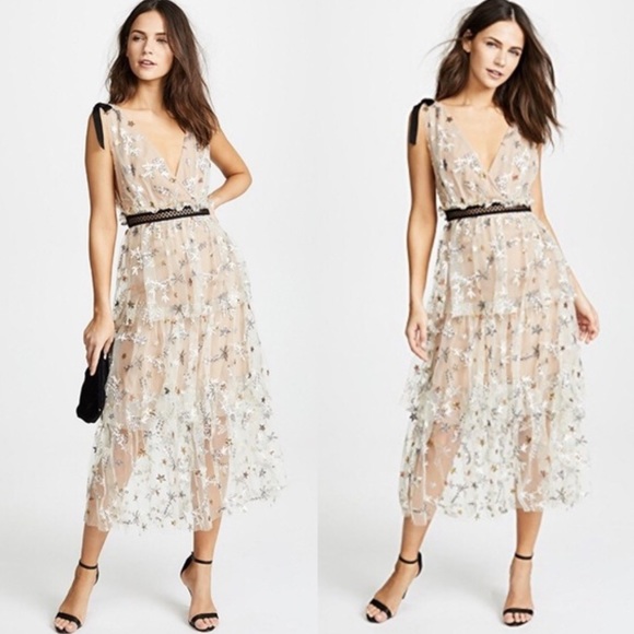 Self-Portrait Nude Star Night Out Dress - Picture 4 of 8